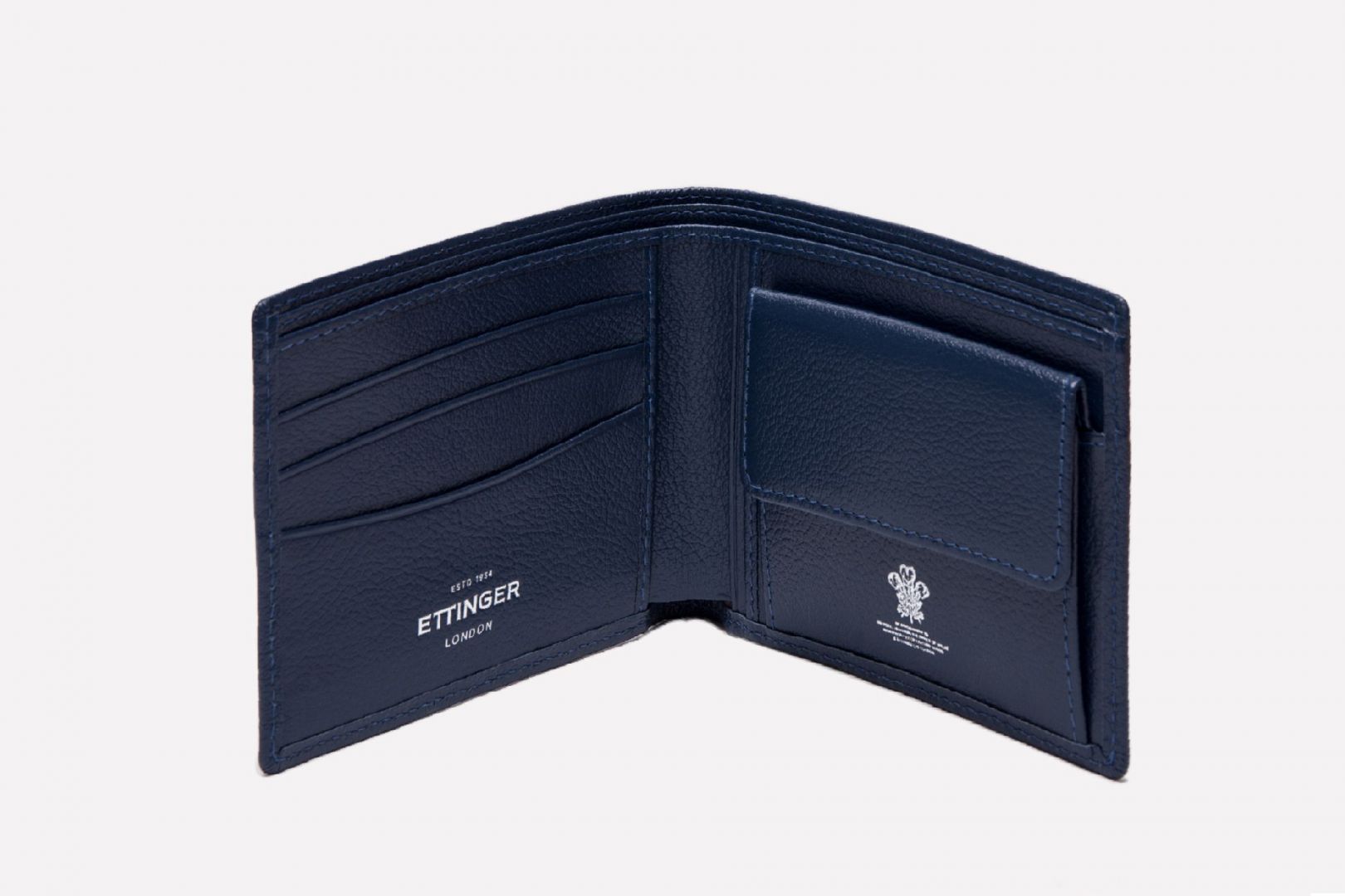 Capra Billfold Wallet with 3 Card Slots & Coin Purse-Ettinger-Luxvivendi #color_Ettinger-Marine Blue