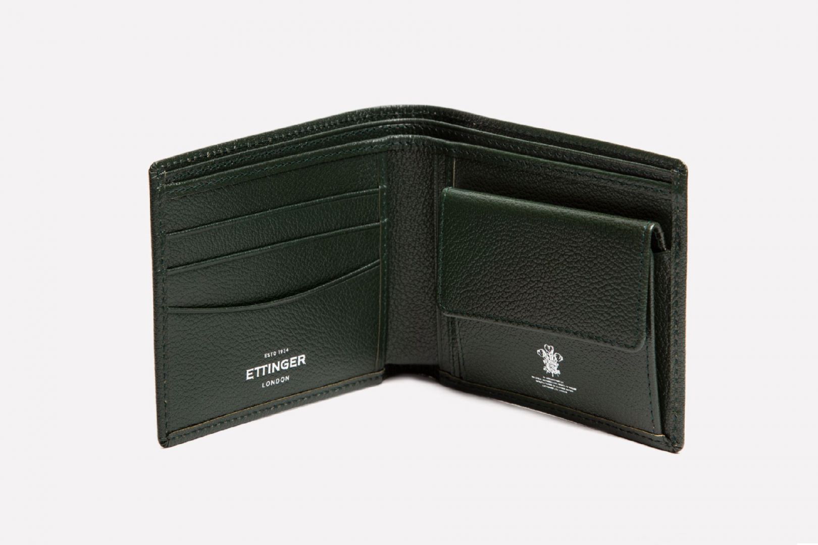 Capra Billfold Wallet with 3 Card Slots & Coin Purse-Ettinger-Luxvivendi #color_Ettinger-Forest Green