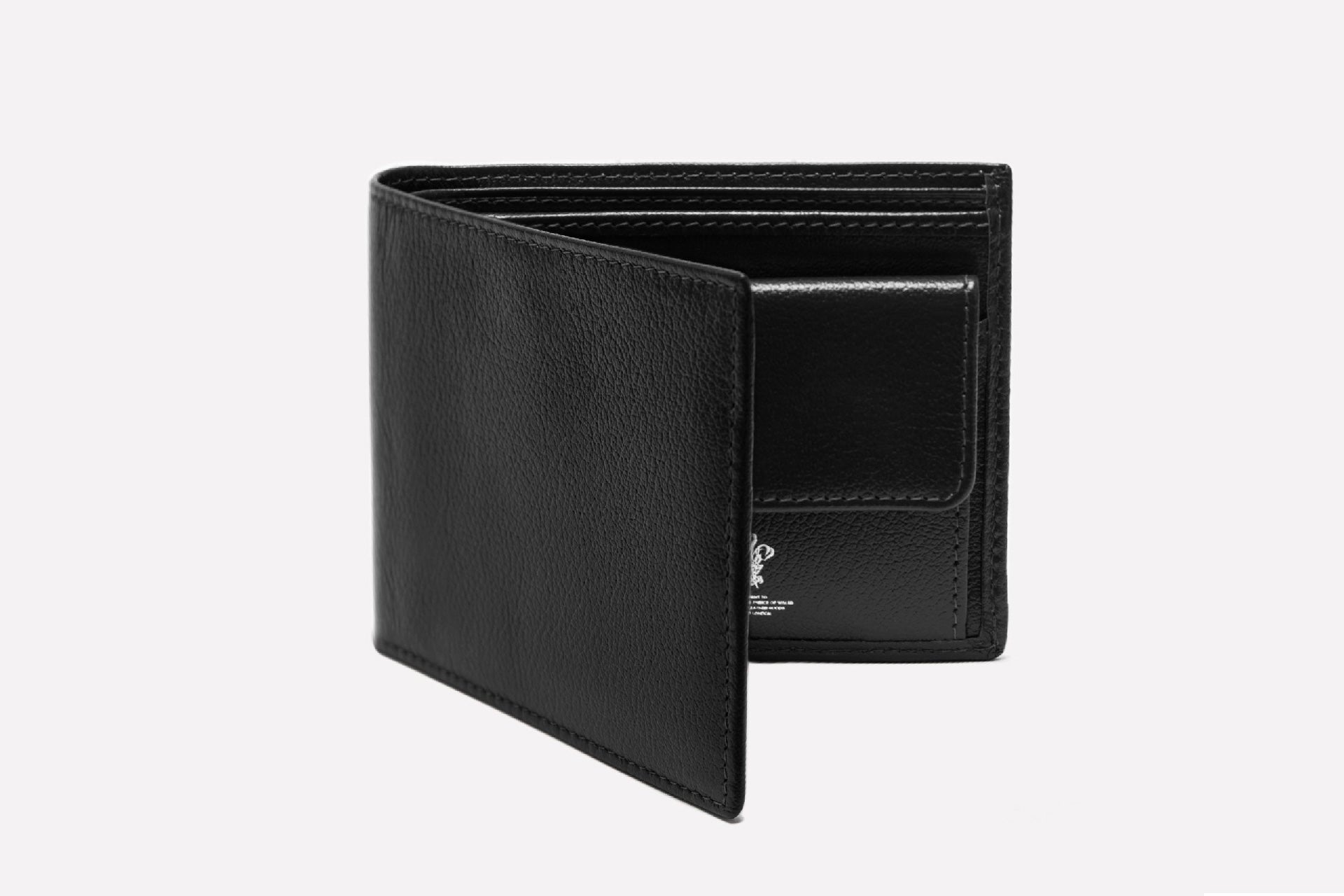 Capra Billfold Wallet with 3 Card Slots & Coin Purse-Ettinger-Luxvivendi #color_Ettinger-Black